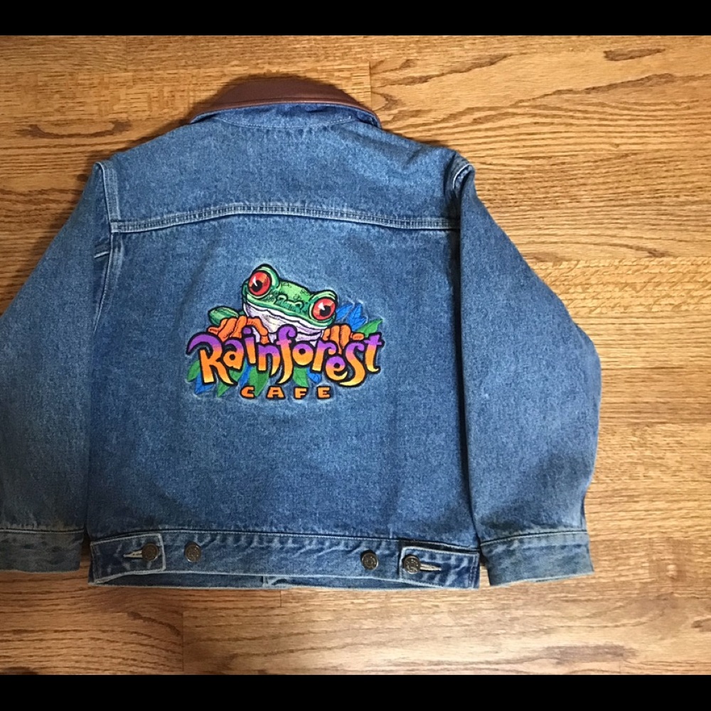Kids Denim Vintage Rain Forest Cafe Youth Jacket.new without tags large 7/8